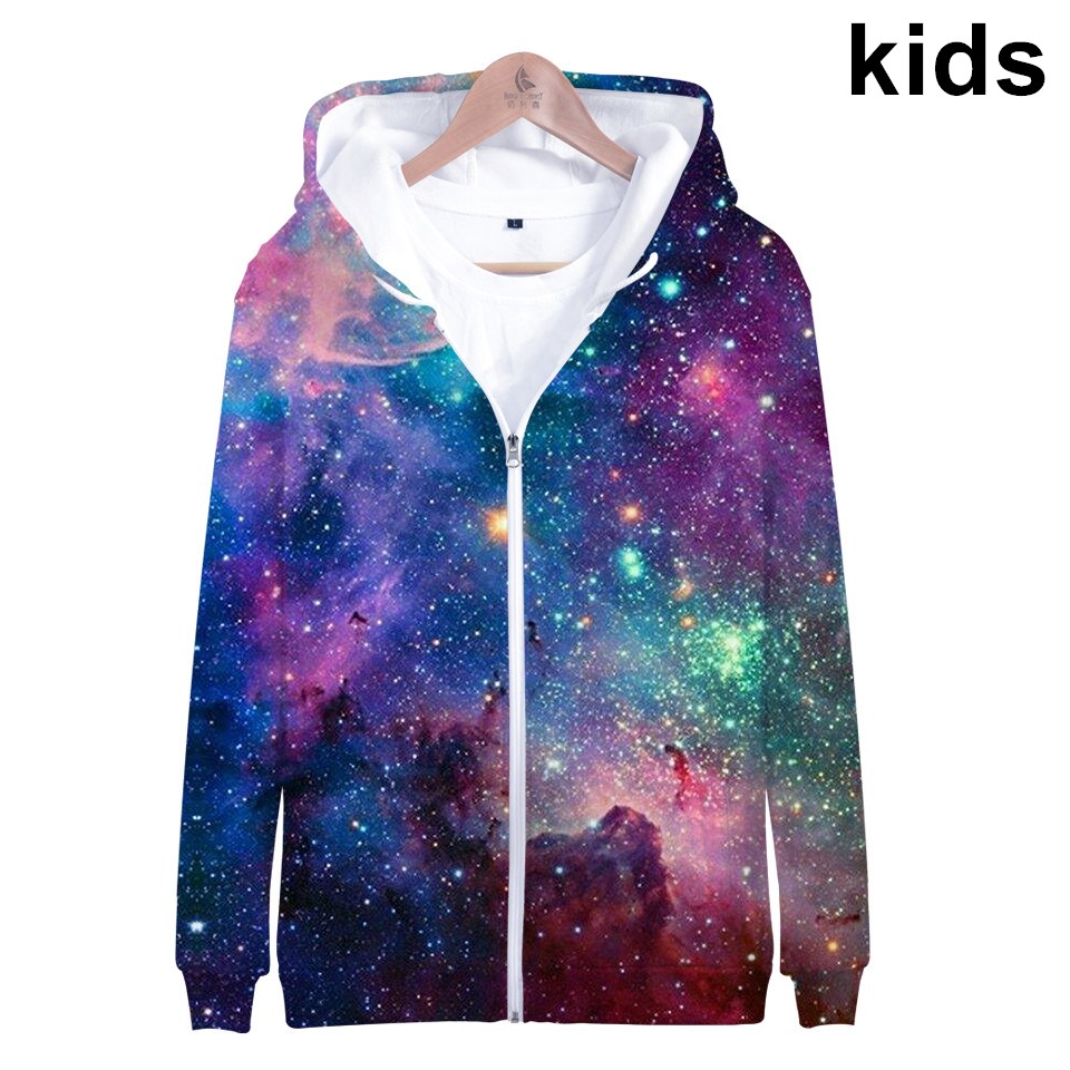 Street Fashion Zip Up Hoodie - Coat Star Space Galaxy Hooded Hoodies
