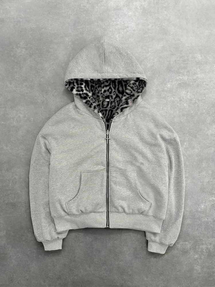 Street Fashion Zip Up Hoodie - Vintage Gothic Street Zipper Loose Hoodie