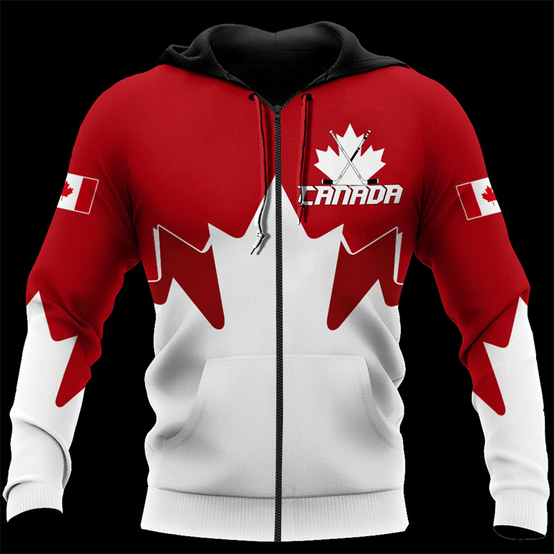 Street Fashion Zip Up Hoodie - Canada 3d All Over Printed Maple