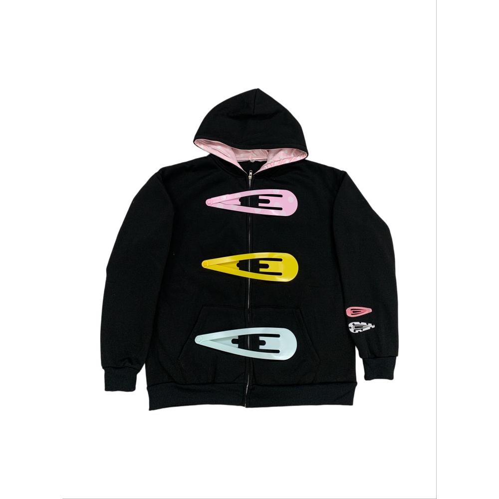 Street Fashion Zip Up Hoodie - Street fashion, creative design, hairpin three-dimensional