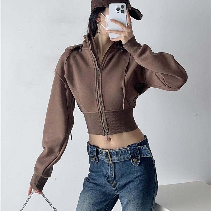 Women Crop Hoodie Sweatshirts  - огляд і ціна Street Fashion Zip Up Hoodie