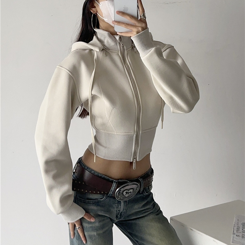 Women Crop Hoodie Sweatshirts  - огляд і ціна Street Fashion Zip Up Hoodie