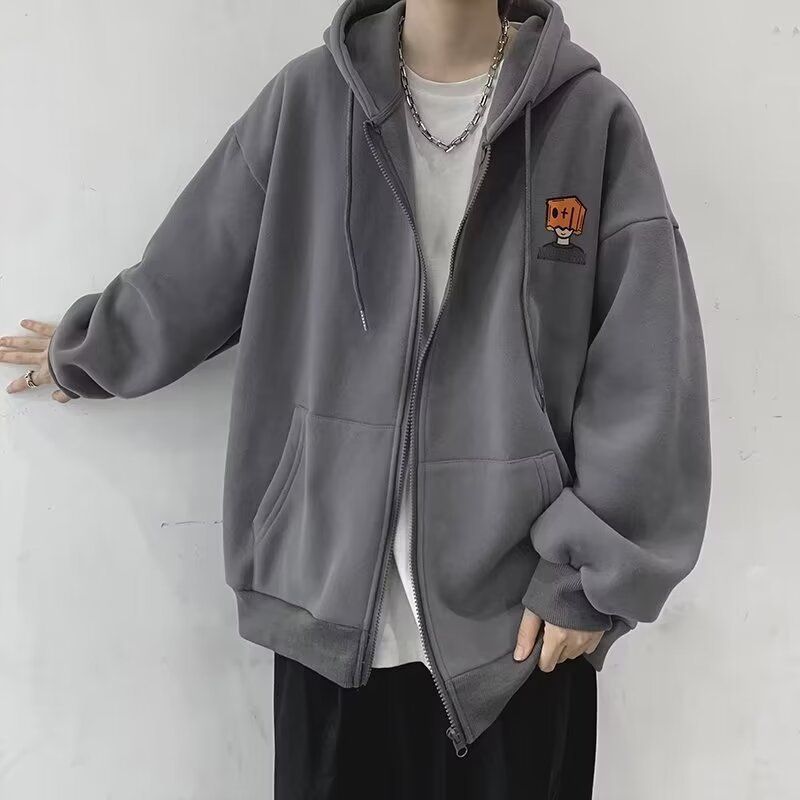 High Street Hoodie Men Solid C - огляд і ціна Street Fashion Zip Up Hoodie