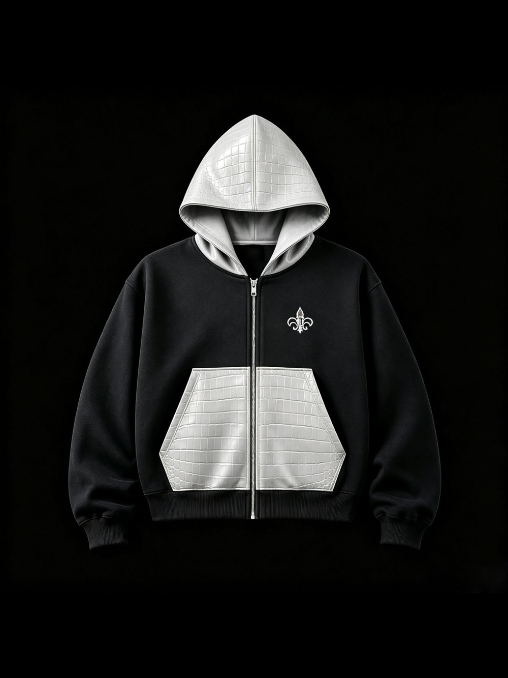 Unisex Crocodile Leather Stitc - огляд і ціна Street Fashion Zip Up Hoodie