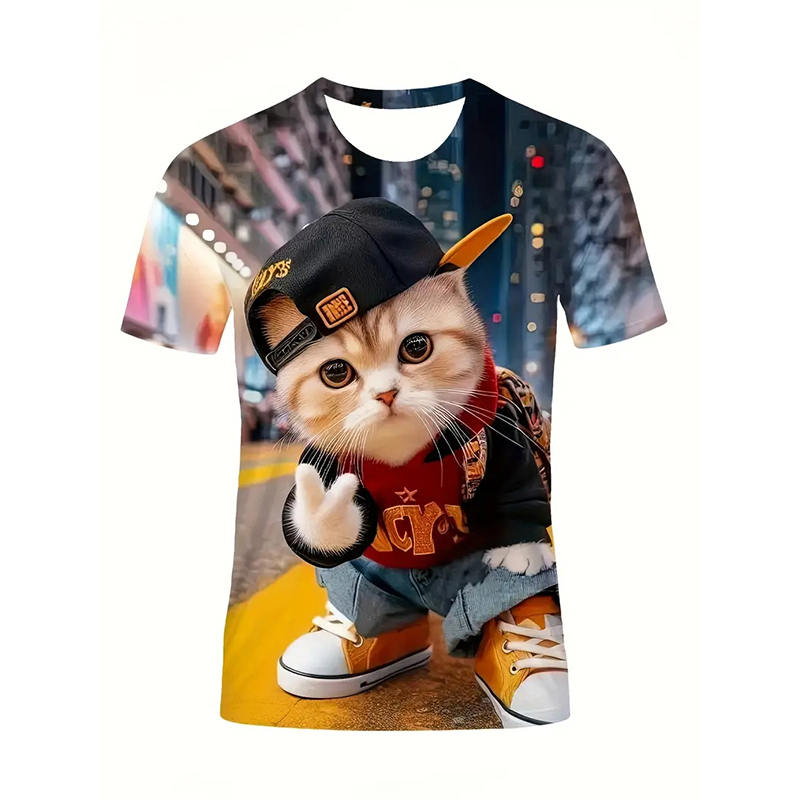 Cat Pattern Funny T-shirt Men' - огляд і ціна Street Fashion Of Japan