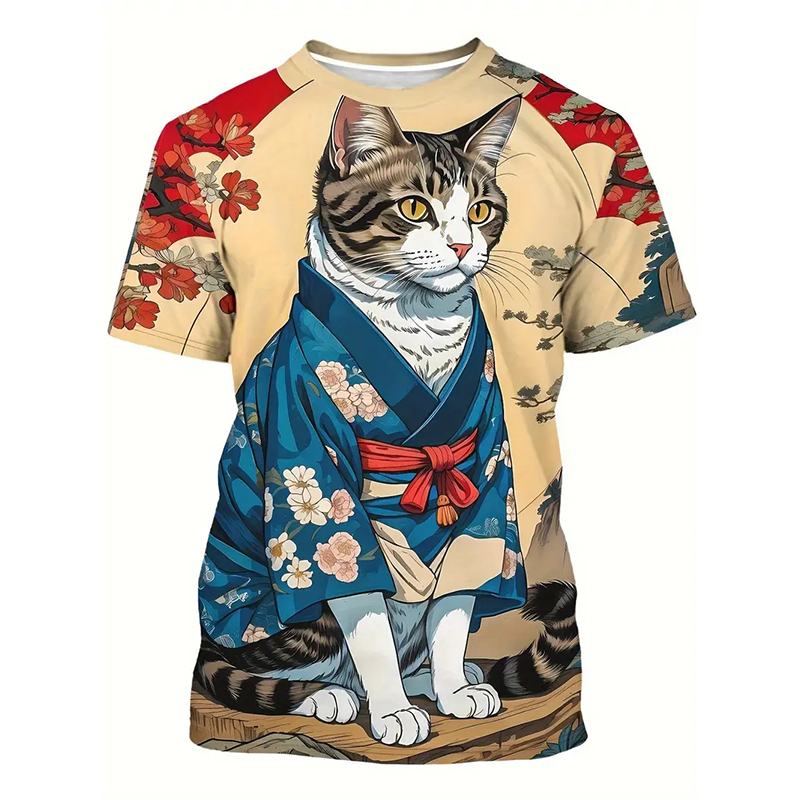 Cat Pattern Funny T-shirt Men' - огляд і ціна Street Fashion Of Japan