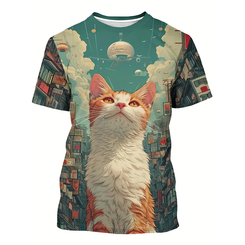 Cat Pattern Funny T-shirt Men' - огляд і ціна Street Fashion Of Japan