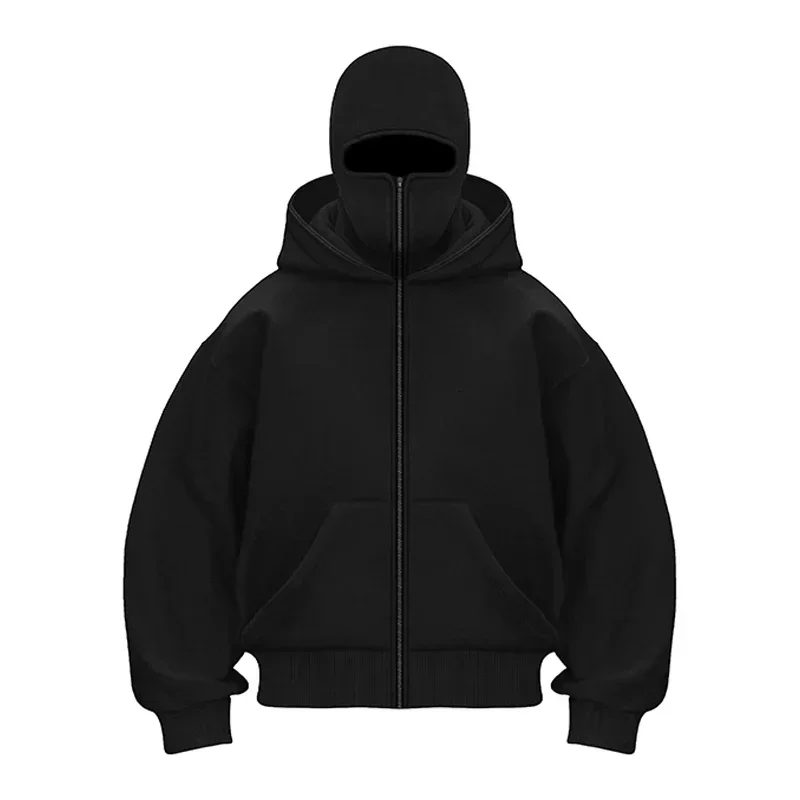 Double Hat Balaclava Hoodies F - огляд і ціна Street Fashion Zip Up Hoodie