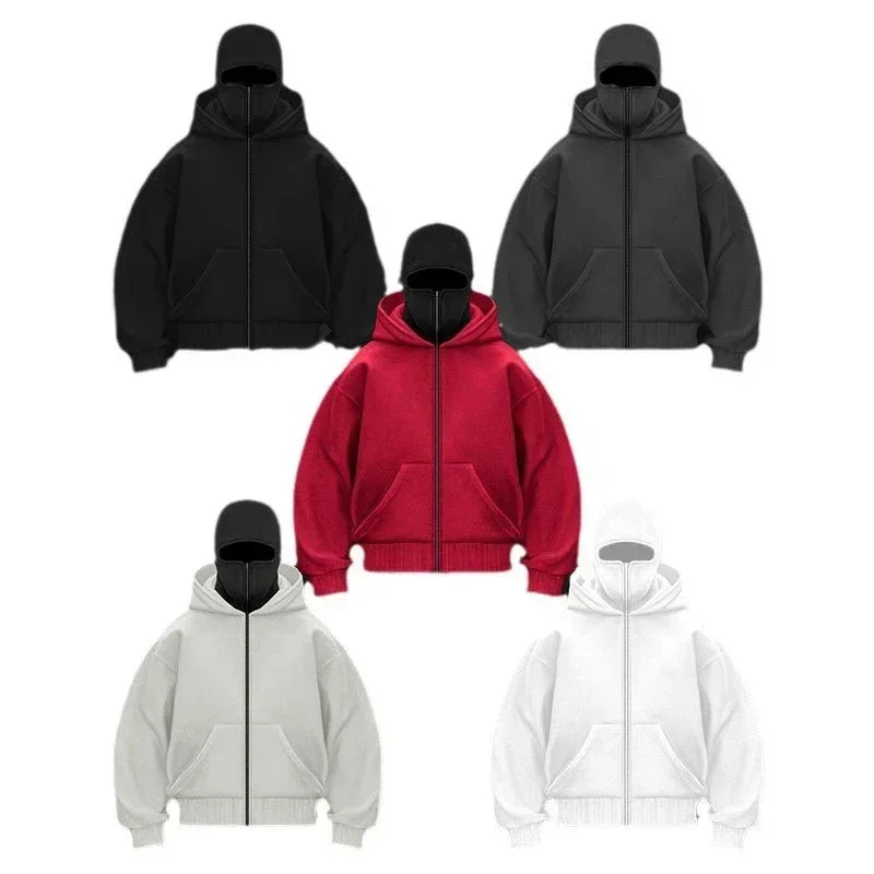 Double Hat Balaclava Hoodies F - огляд і ціна Street Fashion Zip Up Hoodie