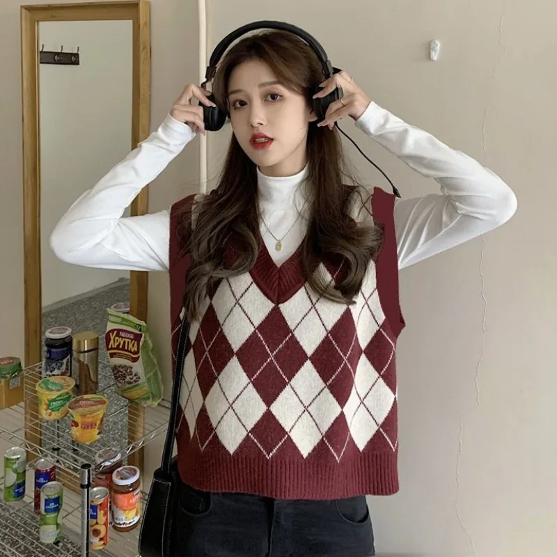 Sweater Vests Women Argyle Har - огляд і ціна Street Fashion Of Japan