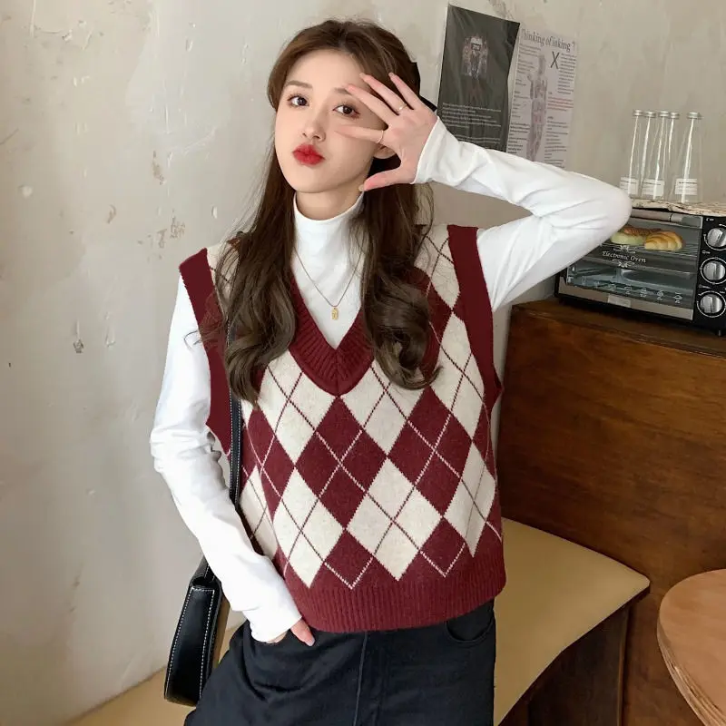 Sweater Vests Women Argyle Har - огляд і ціна Street Fashion Of Japan